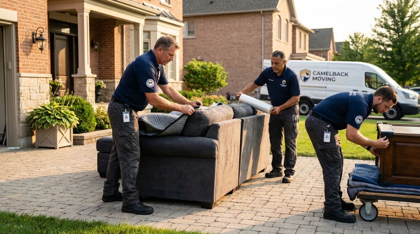 Large estate moving crew wrapping furniture in Addis, LA